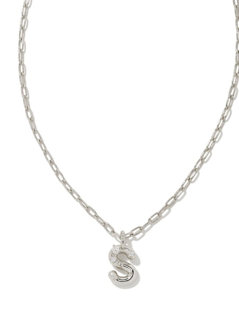 Kendra Scott Crystal Letter S Rhodium Pendant Necklace